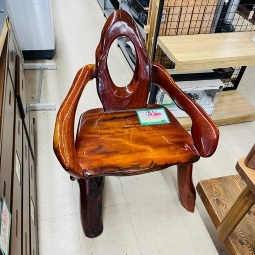 ★604　【一点物！】木製1人掛けチェア　【リサイクルマート鹿児島宇宿店】