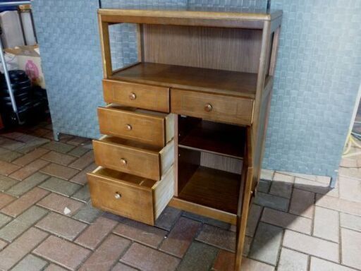 karimoku 電話台 幅60×奥行30×高さ77㎝ ブラウン カリモク キャビネット FAX台 収納棚 茶色 札幌市東区 新道東店