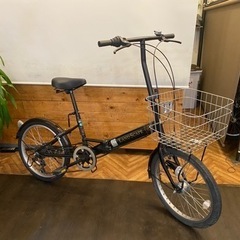 【LEDオートライト】カゴ付き折りたたみ自転車