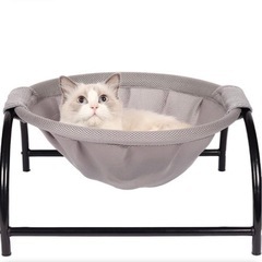 猫用　新品　鉄パイプフレームベッド　ハンモック　グレー