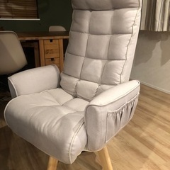 【美品】アイリスオーヤマ ファブリックチェア(アイボリー)