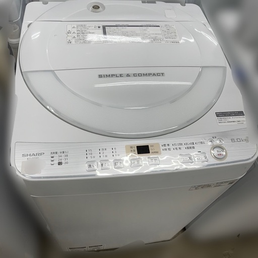 洗濯機　シャープ　6kg　ES-GE6C-W　2019年製　一人暮らし 2019年製 シャープ 全自動洗濯機 ES-GE6C-W | 中古家電と中古