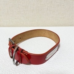 美品 大型犬用 首輪 36mm 牛革 バックル 赤 ドギーマン ...