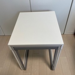 【状態良】IKEA サイドテーブル　ホワイト　グレーの画像