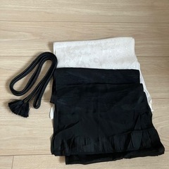 再掲！0円/非接触OK！正絹喪服家紋和三桐帯紐帯揚げ帯セットの画像