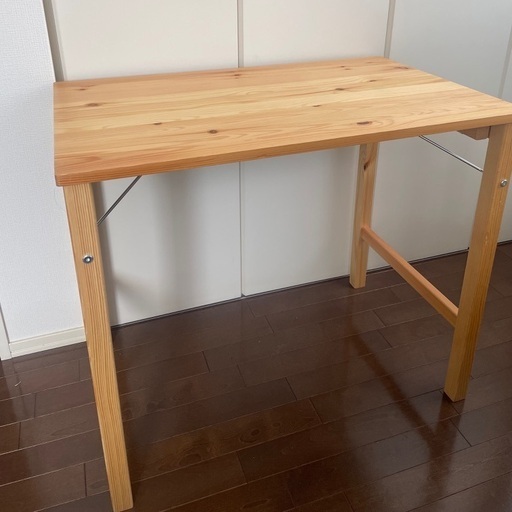 無印良品　パイン材テーブル・折りたたみ式 幅８０×奥行５０×高さ７０ｃｍ