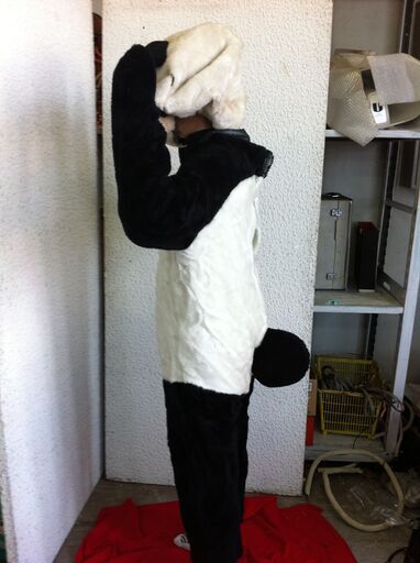 値下げ。要修理口元ベロ。格安中古短期使用　着ぐるみパンダ・動物イベントスーツ　「子パンダ・」。 　動物・等身ゴム製　・国産品、本体スーツ、手、脚付き、頭セット２点。洗濯出来ます。 　パンダ・コアラ・トラ・ブタ・ウサギ・サル等１３種各1着先着限り。