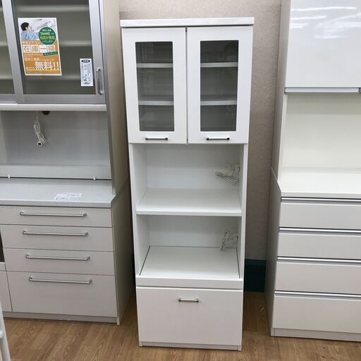 ★ジモティ割あり★ 福山木工所 食器棚 ホワイト H180.5×W60.5×D42 クリーニング済み KJ3263