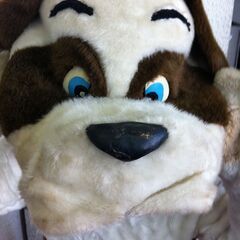 値下げ。要修理　口元・口先。格安中古短期使用　着ぐるみ・本格イベントスーツ　「イヌ・犬・いぬ。」。 　動物・等身大　本体丈夫で、消臭・清潔な樹脂製・国産手造り品、本体スーツ、手、脚、靴セット。洗濯出来ます。 　パンダ・コアラ・トラ・ブタ・ウサギ・サル等１３種各1着先着限り。  の画像