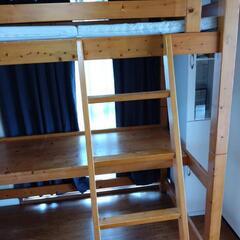 木製ロフトベッド（マット付き）の画像