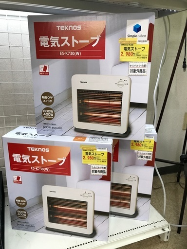 【暖房】TEKNOS  ES-K730  電気ストーブ　メーカー保証