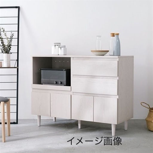 Kenilla-ケンニラ　北欧風キッチンカウンター　1200×465×900 コンセント付き　ホワイト