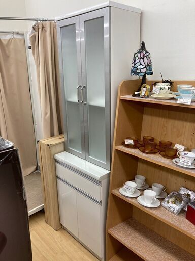 【レガストック川崎本店】★期間限定20％OFF★キッチンボード 食器棚 ガラス扉 幅59cm 奥行33cm 高さ196cm