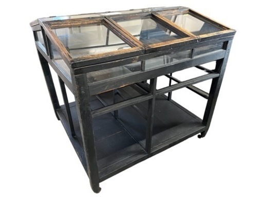 NO.997 《お値下げ中！》アンティーク家具 ガラスショーケース キャビネット キャスター付き