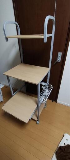 ラスト値下げ1200円→1000円⑦キャスター＆引棚＆2口コンセント付　キッチンラック