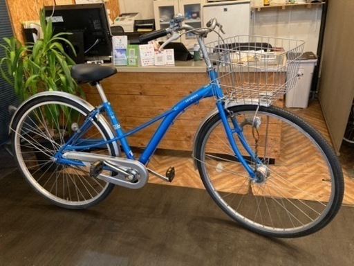 【前後タイヤ新品！】LEDオートライト　27インチ自転車　スカイブルー　名古屋プレミアム商品券×金鯱マネー参加店舗