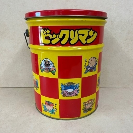 k1014510 希少品 ビックリマン ペール缶 イス レトロ スツール 18L ブリキ 缶ケース 丸缶 レトロ コレクター 年代物 現状品 美品 お菓子