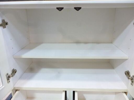 キッチンカウンター 幅119.5㎝ 白 鏡面仕上げ 食器棚 キッチン収納 カウンター キッチンボード 札幌市東区 新道東店