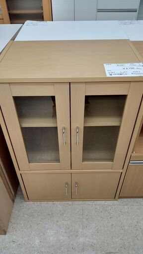 ★ジモティ割あり★  食器棚 クリーム H90×D39×W60 クリーニング済み TJ2353
