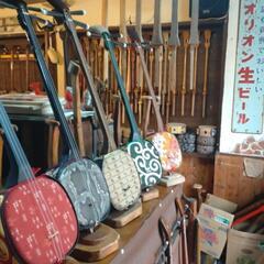 三線　縞黒檀真壁型本皮1枚張りの画像