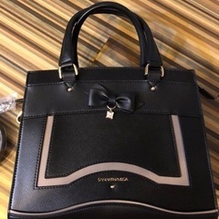 【訳あり】スクエアビジューリボンモチーフトートバッグ