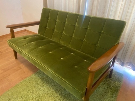 【最終値下】カリモク60 Kチェア 2シーター/モケットグリーン　karimoku60