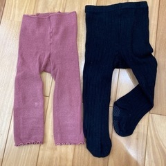女児75サイズタイツ黒と秋冬レギンス