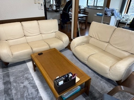 ソファ3人掛け、2人掛け、テーブル、ソファカバー