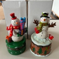 クリスマス飾り　置物　小物入れ　スノーマンセットの画像