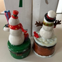 クリスマス飾り　置物　小物入れ　スノーマンセットの画像