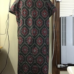 着物リメイク　大島紬のチュニック　花柄の画像