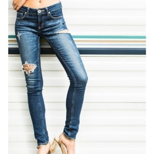 GYDA SIDE RIPPED スキニーデニムパンツ