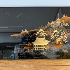 屏風折りたたみ蒔絵柄の時計の画像