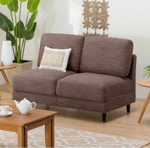 【ソファ】ニトリ肘なし2人用布張り(幅120cm)