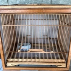 【中古品】手作り竹鳥籠　、寝箱セット　ウグイスの画像