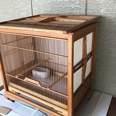 【中古品】手作り竹鳥籠　、寝箱セット　ウグイスの画像