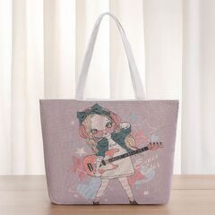 トートバッグ キャンバスバッグ ショッピングバッグ ギター 音楽少女