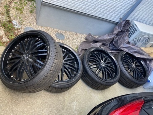 PCD114.3 タイヤホイールセット 19インチ 5穴19×9.5j 黒