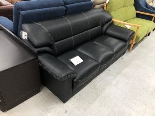 2人掛けソファー ブラック 合皮【トレファク堺福田店】