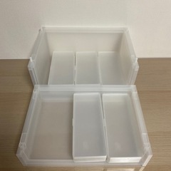 無印良品　ポリプロピレン収納ラック深型、ポリプロピレン収納ラック薄型、蓋付き収納ケース５個の画像