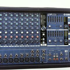 値下げ。格安中古短期使用　式典・イベントＹＡＭＡＨＡ大音響システムセット　パワードミキサー・アンプ・スピーカー大音響システム。　ＹＡＭＡＨＡヤマハ　ＥＭＸ－８８Ｓ　８ｃん・チャンネル、８００ｗ仕様。使用感少品です。ｃｄ、カセット、エレキ、シンセサイザー等接続可能です。 　戸外大型イベント５００～１０００人クラスの画像