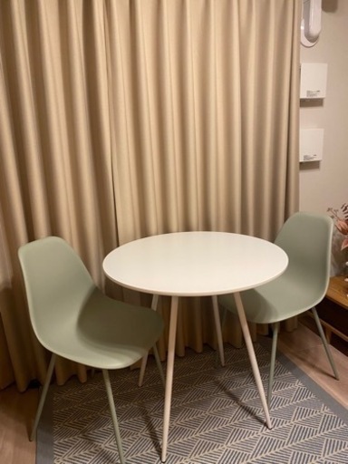 LOWYA 丸テーブルダイニングテーブルセット　3点セット