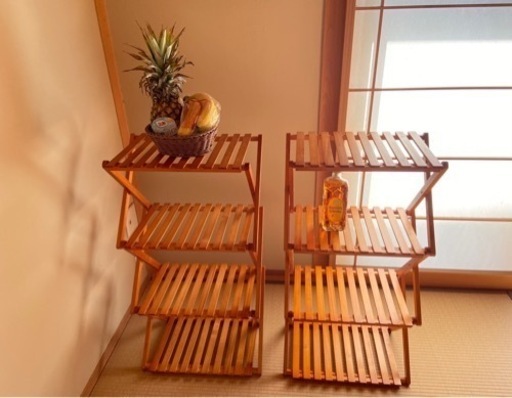 おしゃれな木製4段ラック２ついかがですか！