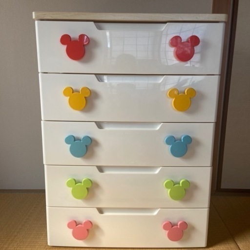 (お取引き終了)チェスト 5段  こども用 収納 ミッキーマウス