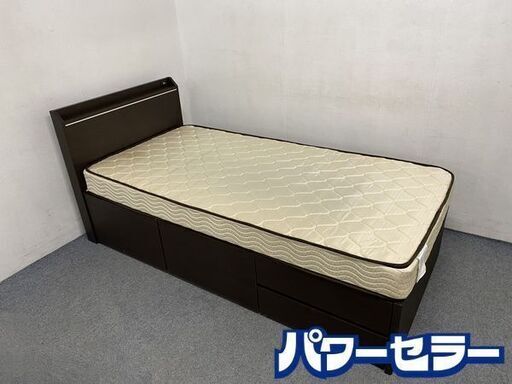 ニトリ 収納付き/コンセント付き シングルベッドセット 中古家具 店頭引取歓迎 R7588