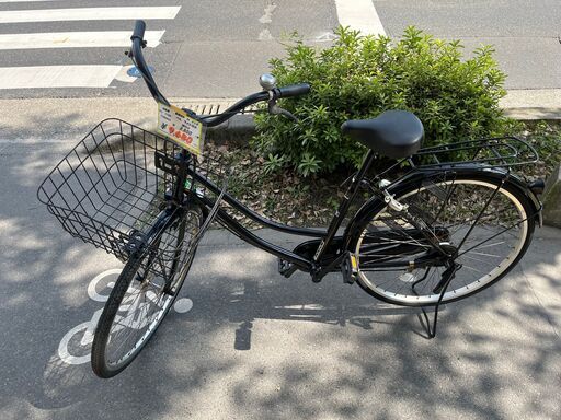 【リサイクルショップどりーむ鹿大前店】No.1105　自転車　ママチャリ　26インチ　黒　ベル付き　ライト付き　鍵付き