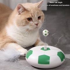 【新品】猫のおもちゃ 猫の羽のおもちゃ 電子猫の羽のターンテーブル インタラクティブ猫のおもちゃ 屋内猫用 自動で楽しい (6.7x6.7x5.1インチ)の画像