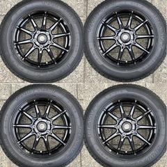 ◆バリ溝！21年製 16インチ4本セット スタッドレスタイヤ 215/60R16 アイスナビ7 社外アルミホイール G-05 黒 ヴェゼル オデッセイ CX-3 等に