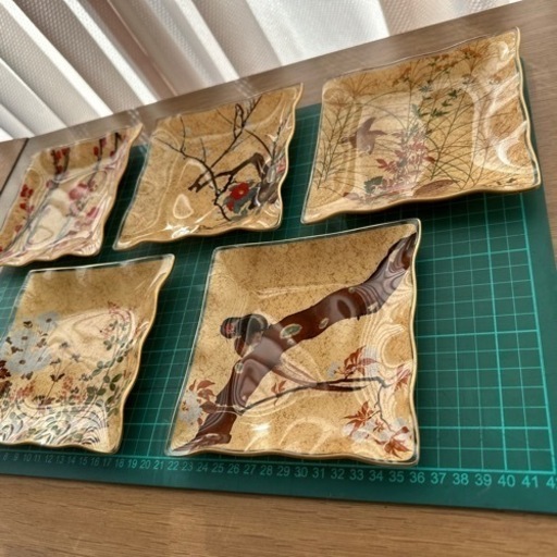 川村硝子工芸 #尾形光琳 #硝子絵皿 5枚です。