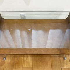 【受渡者決定】ガラストップ　センターテーブル　木目　幅91㎝の画像